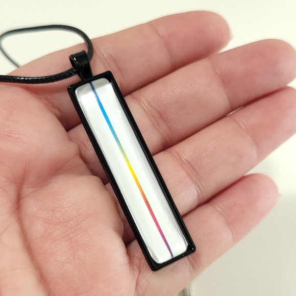 RAINBOW SLIVER Vertical Pendant Necklace - Picture 2 of 8